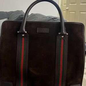 Gucci Brown Suede Large Tote Bag 15X15 inch